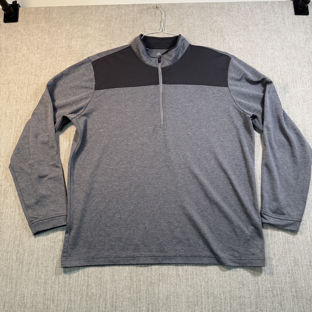 Adidas Golf Men's Size Large Gray Black Quarter Zip Pullover Long Sleeve Jacket